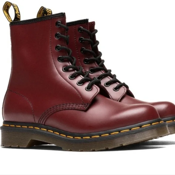 Dr. Martens 1460 Women's Smooth Leather Lace Up Boots In Cherry Red Woman's 9 - Picture 3 of 15